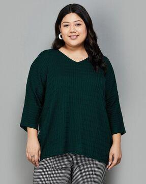 women plus size v-neck top