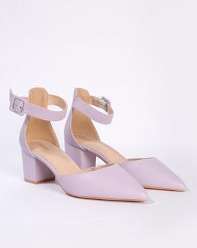 women pointed-toe chunky heeled shoes