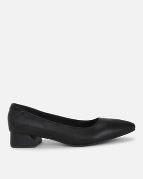 women pointed-toe chunky heeled shoes