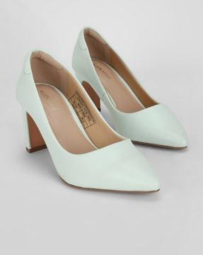 women pointed-toe chunky heeled shoes