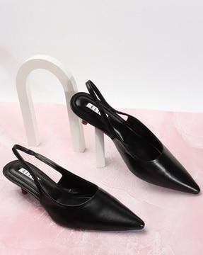 women pointed-toe kitten-heeled sandals