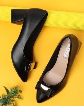 women pointed-toe pumps with metal accent