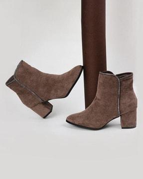 women pointed-toe slip-on boots