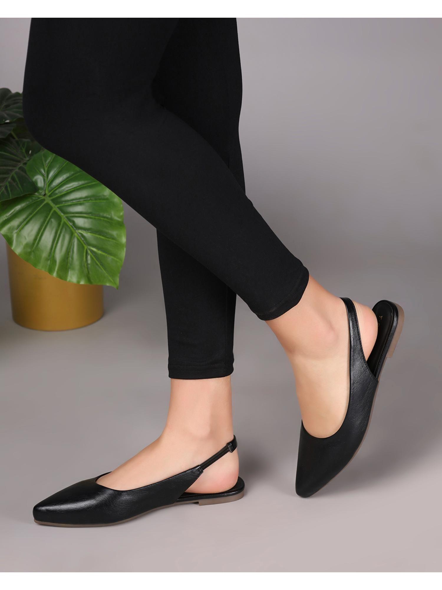 women pointed-toe slip-on mules-black