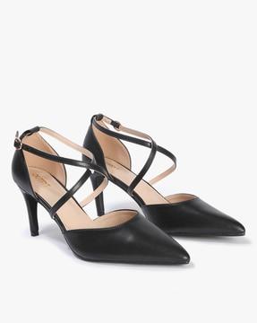 women pointed-toe stilettos with ankle-straps