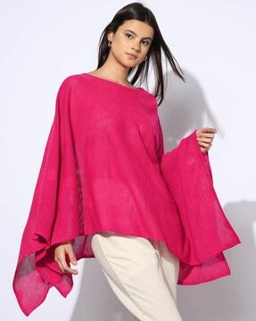 women pointelle-knit relaxed fit poncho