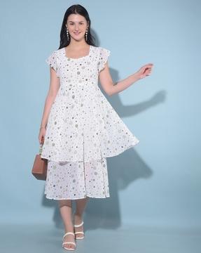 women polka-dot a-line dress