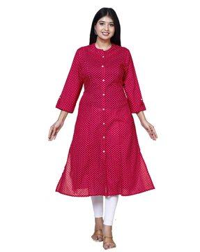 women polka-dot a-line kurta with round neck