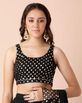 women polka-dot blouse with round neck