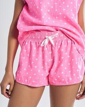 women polka-dot city shorts with drawstring waist