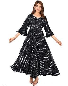 women polka-dot fit & flare dress