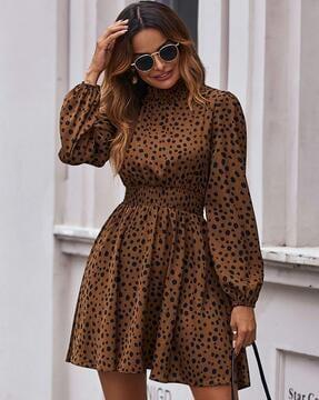 women polka-dot fit & flare dress