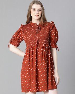 women polka-dot fit & flare dress