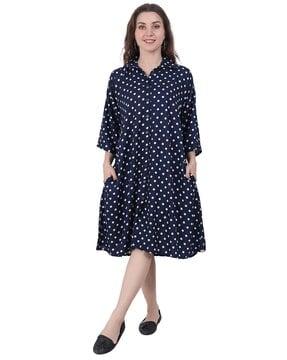 women polka-dot print a-line dress