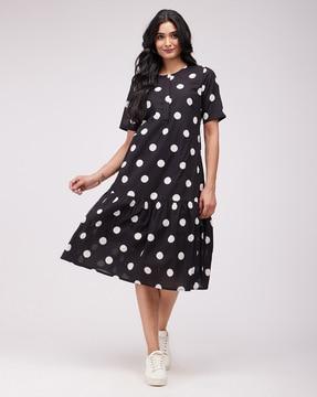 women polka-dot print a-line dress