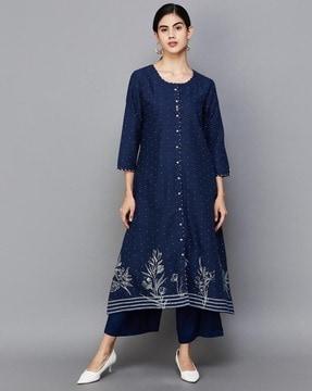 women polka-dot print a-line kurta