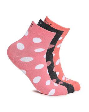 women polka-dot print ankle-length socks