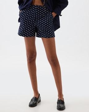 women polka-dot print bermuda shorts with pockets