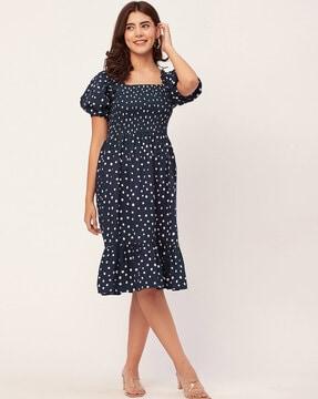 women polka-dot print fit & flare dress