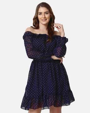 women polka-dot print fit & flare dress