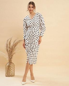 women polka-dot print fit & flare dress