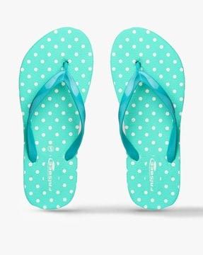 women polka-dot print flip-flops