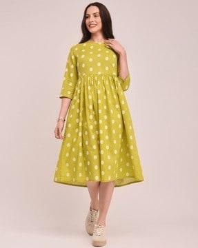 women polka-dot print gown dress