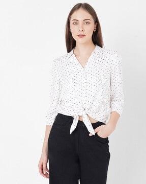 women polka-dot print regular fit shirt