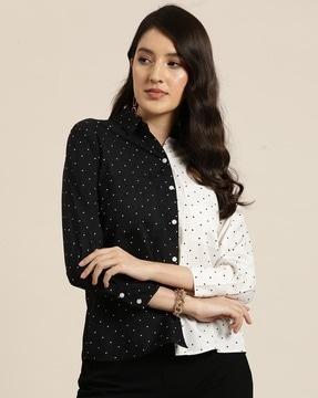 women polka-dot print regular fit shirt