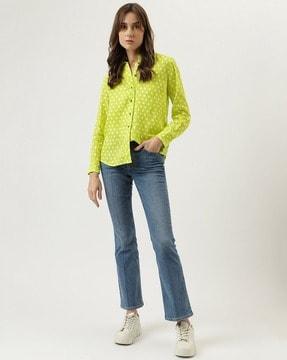 women polka-dot print regular fit shirt