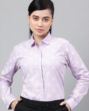 women polka-dot print regular fit shirt