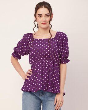 women polka-dot print regular fit top