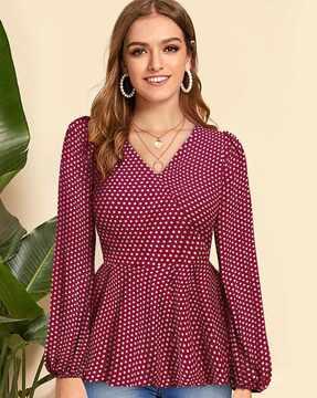 women polka-dot print regular fit top