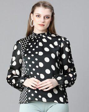 women polka-dot print regular fit top