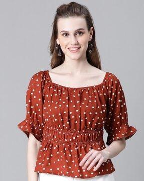 women polka-dot print regular fit top