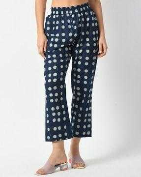 women polka-dot print relaxed fit pants