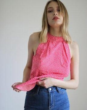 women polka-dot print relaxed fit top