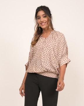 women polka-dot print relaxed fit top