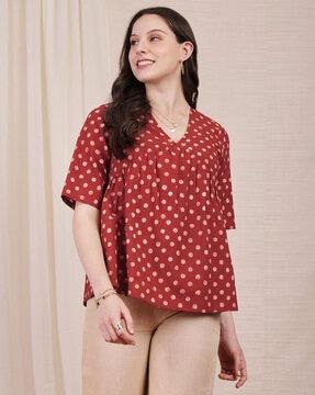 women polka-dot print relaxed fit top