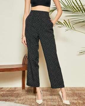 women polka-dot print relaxed fit trousers