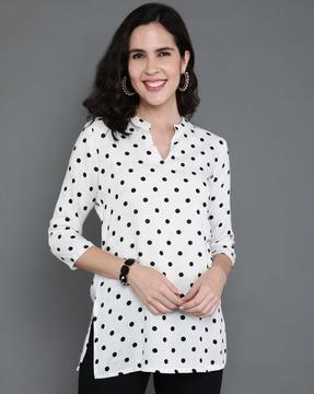 women polka-dot print relaxed fit tunic