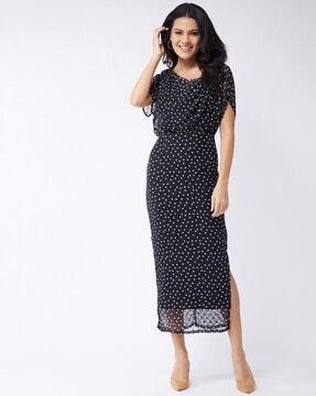women polka-dot print sheath dress