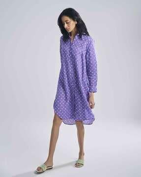 women polka-dot print shirt dress