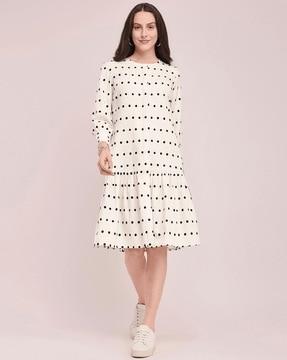 women polka-dot print shirt dress