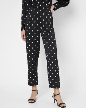 women polka-dot print straight fit pants