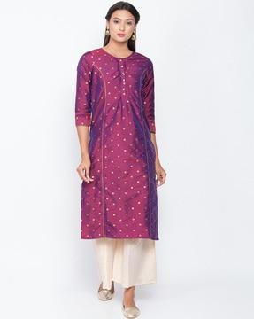 women polka-dot print straight kurta