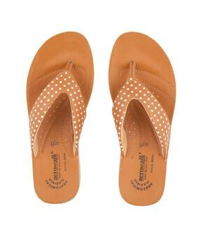 women polka-dot print t-strap slippers