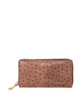 women polka-dot print zip-around wallet