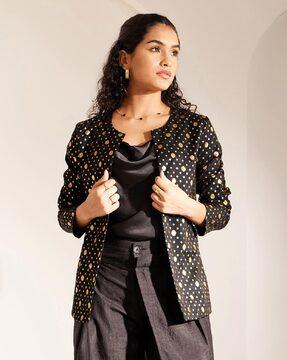 women polka-dot regular fit jacket