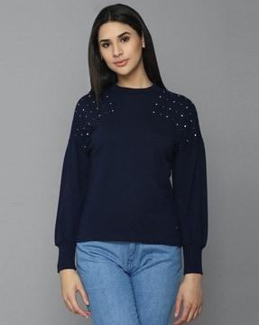 women polka-dot regular fit sweatshirt